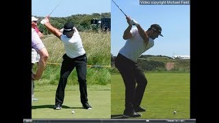 Jon Rahm golf swing  Long Iron faceon amp downtheline July 2017 [upl. by Llertnod]