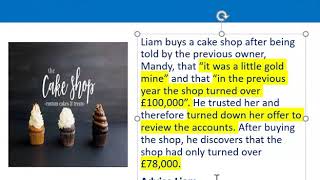 How to apply misrepresentation Liam cupcake scenario [upl. by Locke]