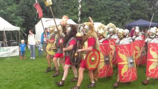 Roman Reenactment at the Amphitheatre in Caerleon Marching In [upl. by Aoht]