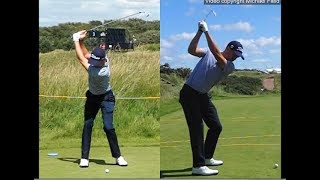 Justin Thomas golf swing  Long Iron faceon amp downtheline July 2017 [upl. by Irved]