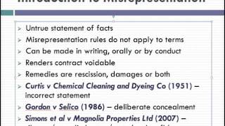 Misrepresentation Lecture 1 of 4 [upl. by Yeblehs]